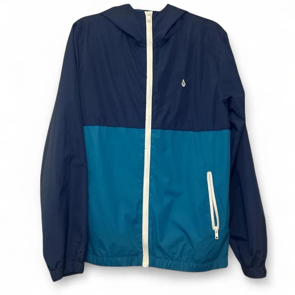 Volcom VTG 2010s Blue Colorblock Lightweight Zip-Up Windbreaker Jacket — SMALL - Picture 3 of 8
